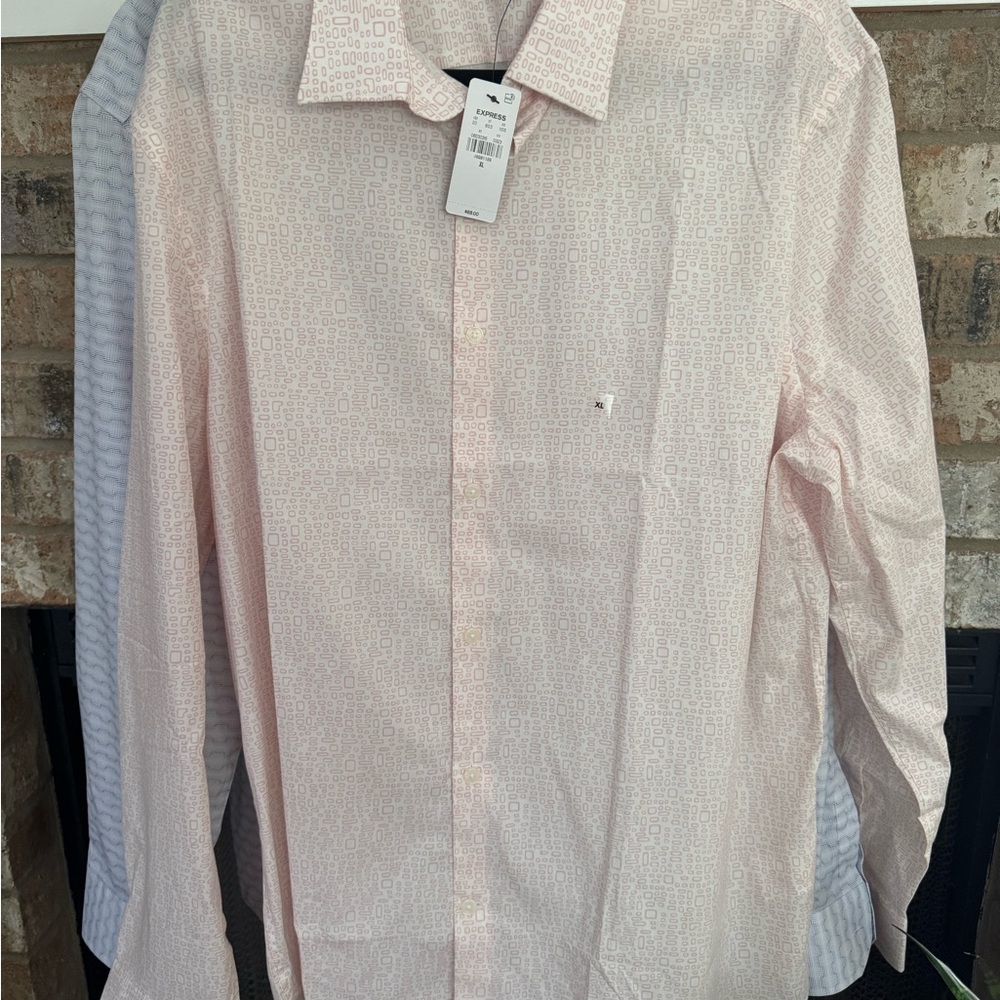 Express Light Pink Geometric Dress Shirt
